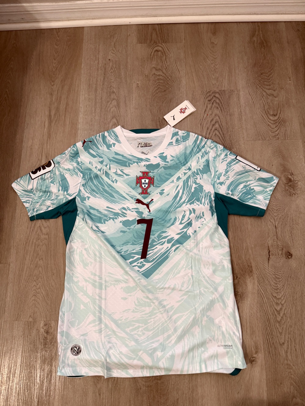 Puma Portugal Wave-Print Jersey - Teal & White